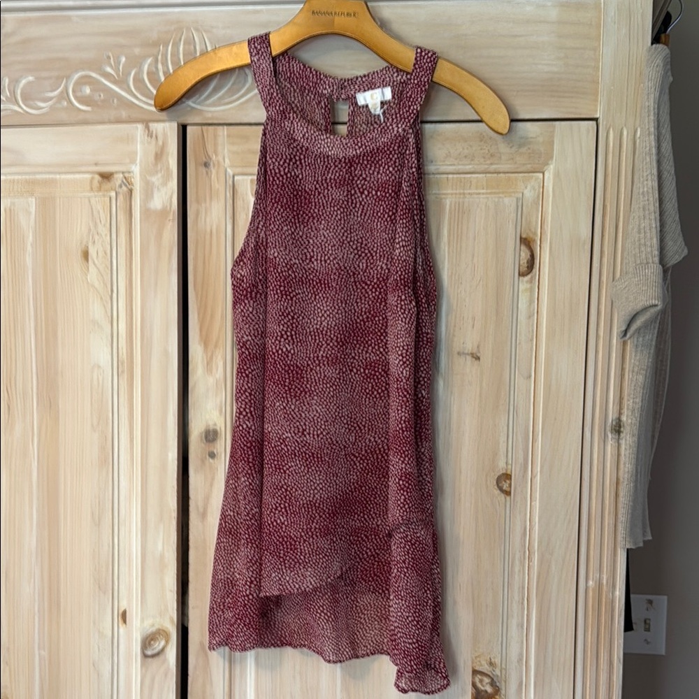 Sleeveless Red Patterned Top